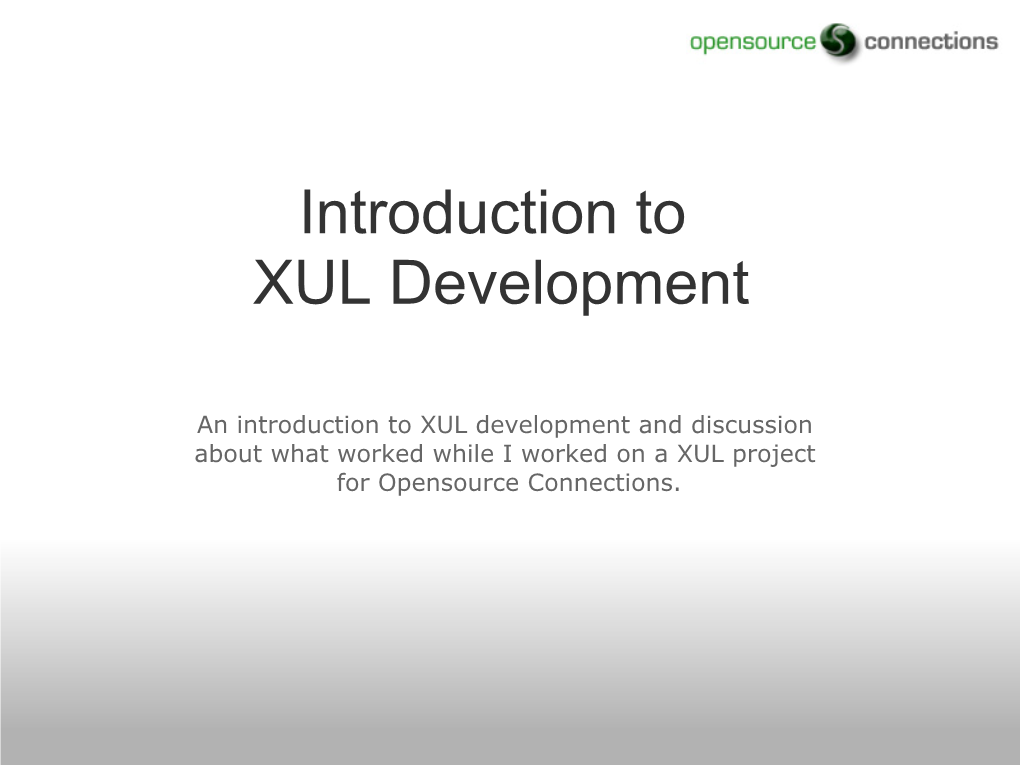 Introduction to XUL Development