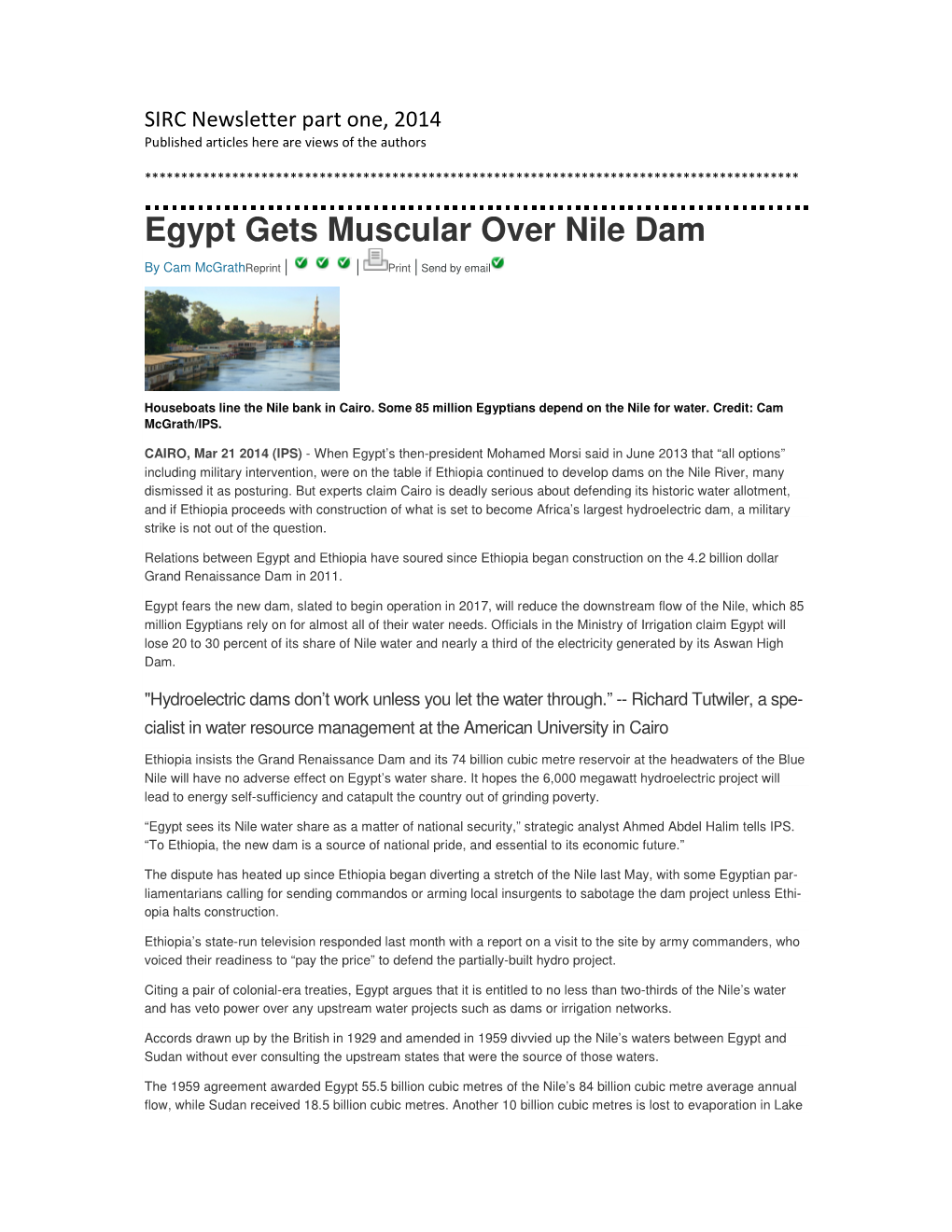 Egypt Gets Muscular Over Nile Dam