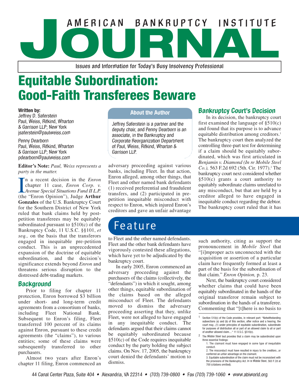 Equitable Subordination: Good-Faith Transferees Beware