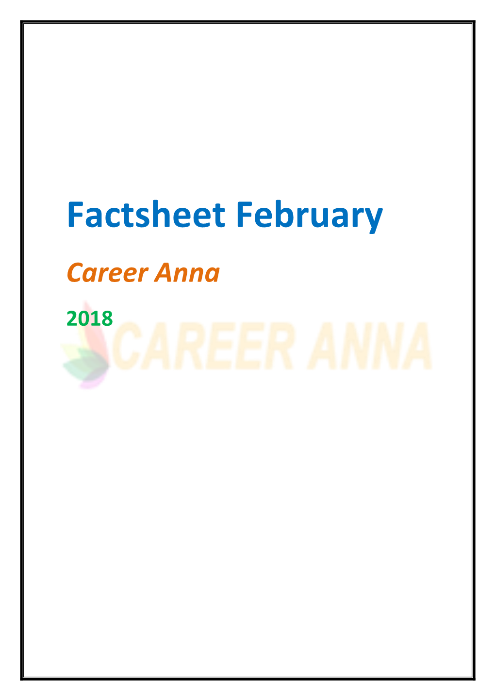 Factsheet February Career Anna 2018