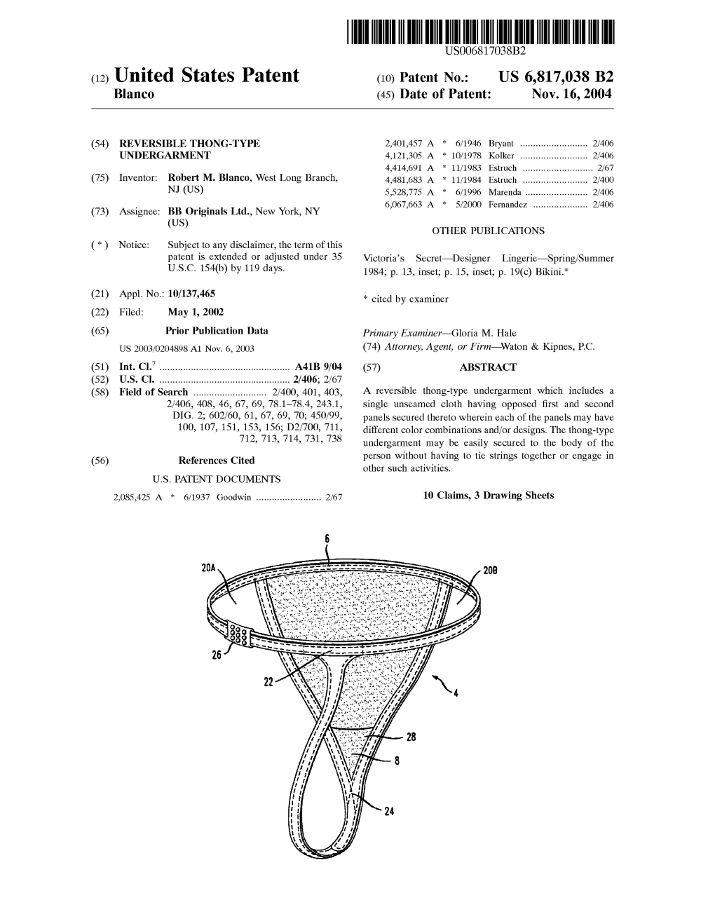 (12) United States Patent (10) Patent No.: US 6,817,038 B2 Blanco (45) Date of Patent: Nov