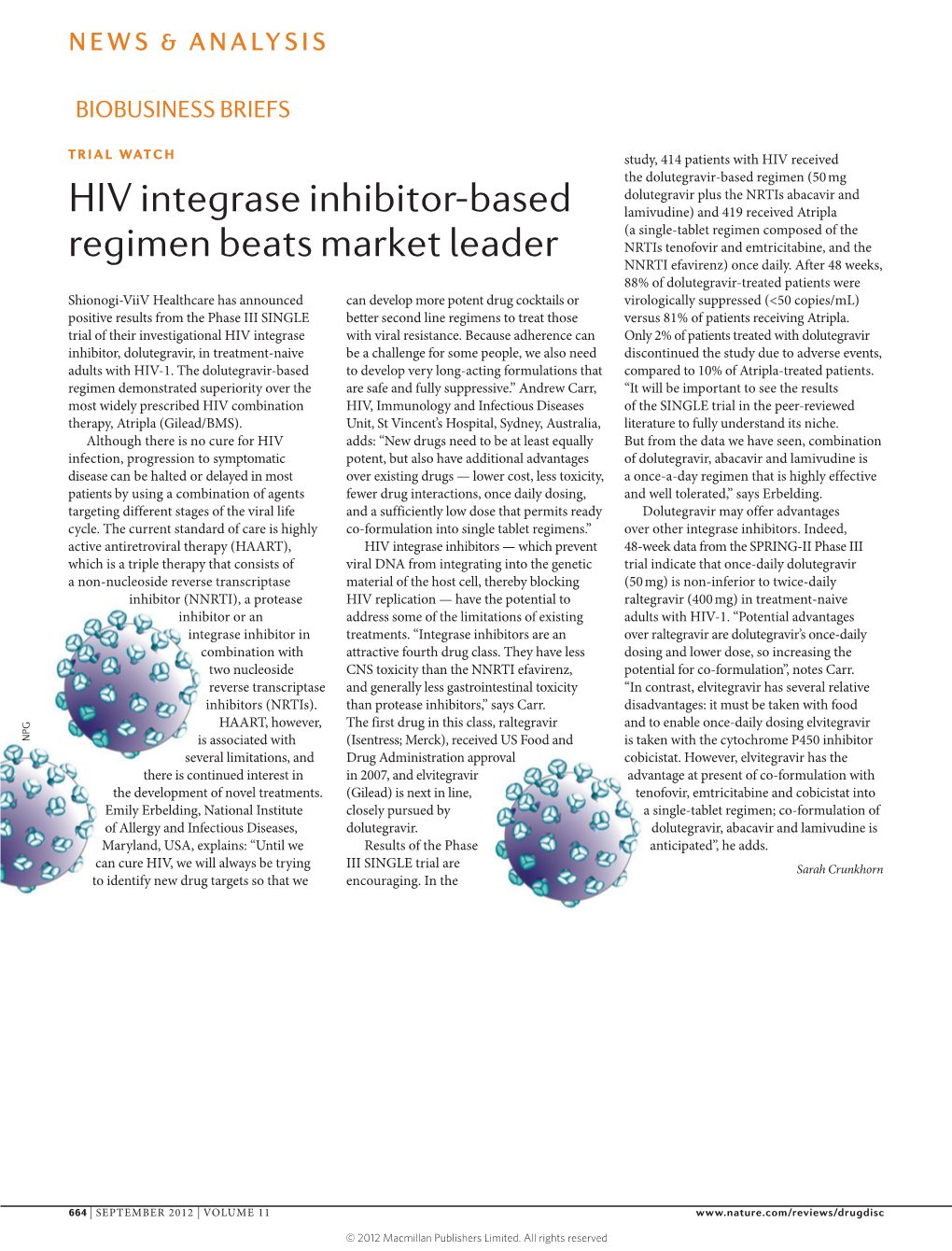 HIV Integrase Inhibitor-Based Regimen Beats Market Leader