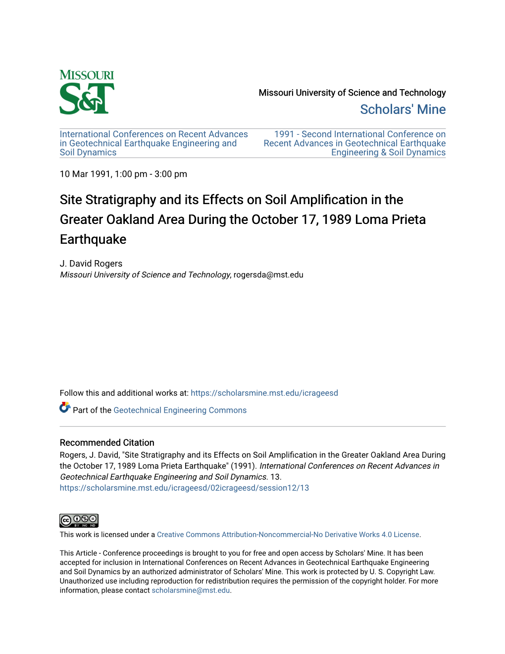 Site Stratigraphy and Its Effects on Soil Amplification in the Greater Oakland Area During the October 17, 1989 Loma Prieta Earthquake