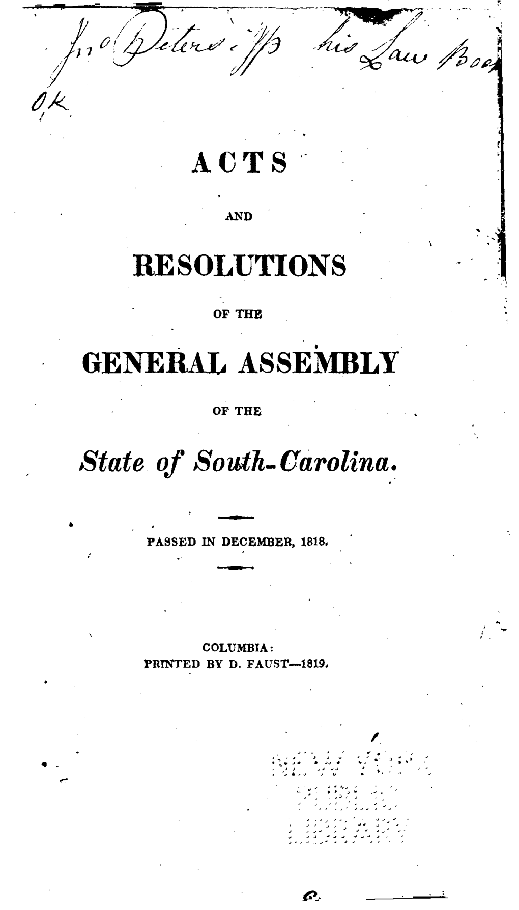 Acts and Joint Resolutions of the General Assembly of the State Of