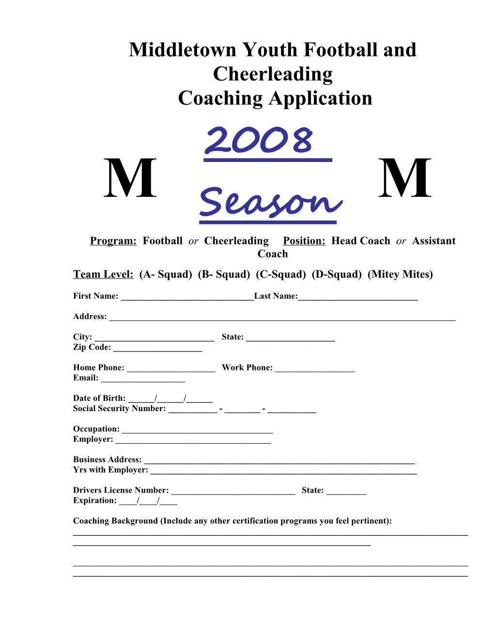 Middletown Youth Football and Cheerleading