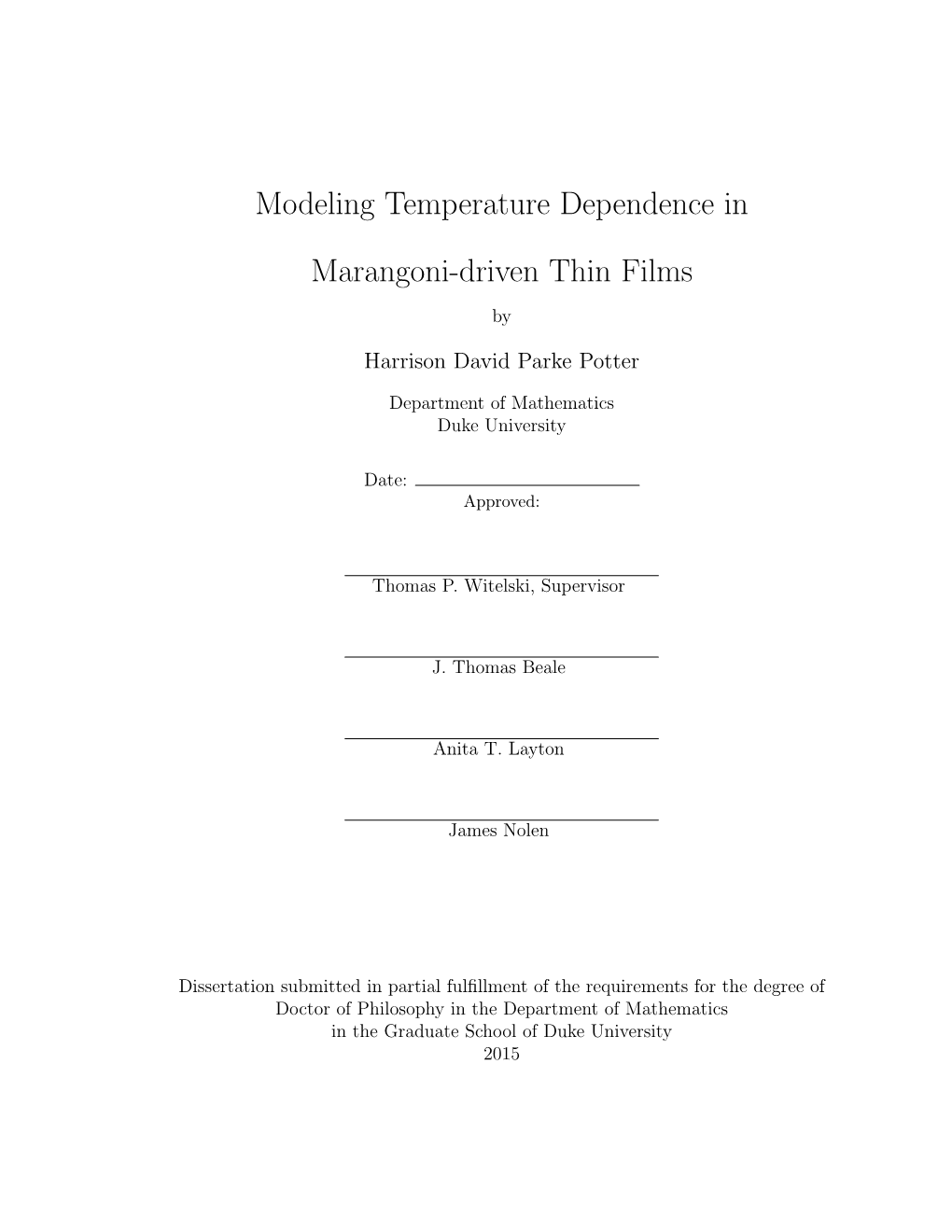 Modeling Temperature Dependence in Marangoni-Driven Thin Films