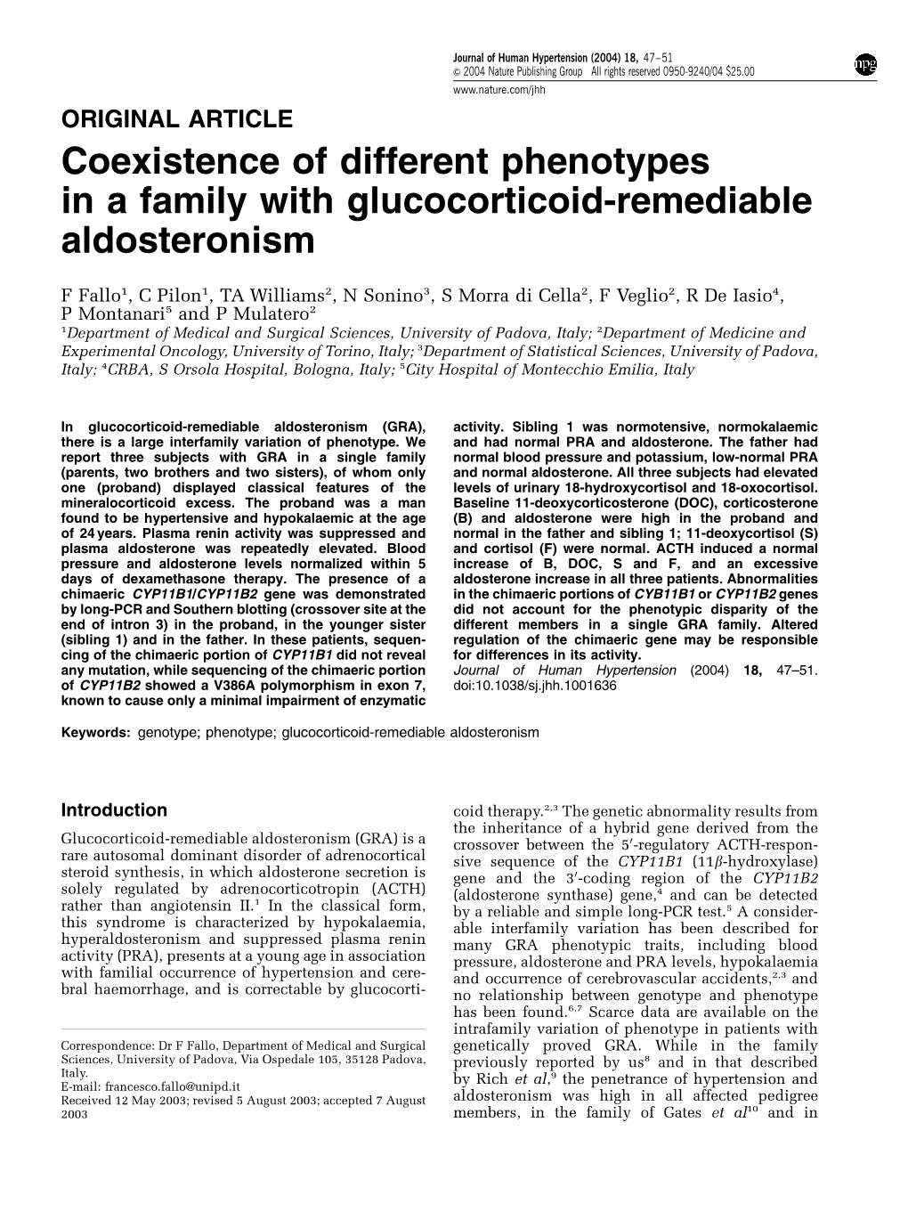 Coexistence of Different Phenotypes in a Family with Glucocorticoid-Remediable Aldosteronism