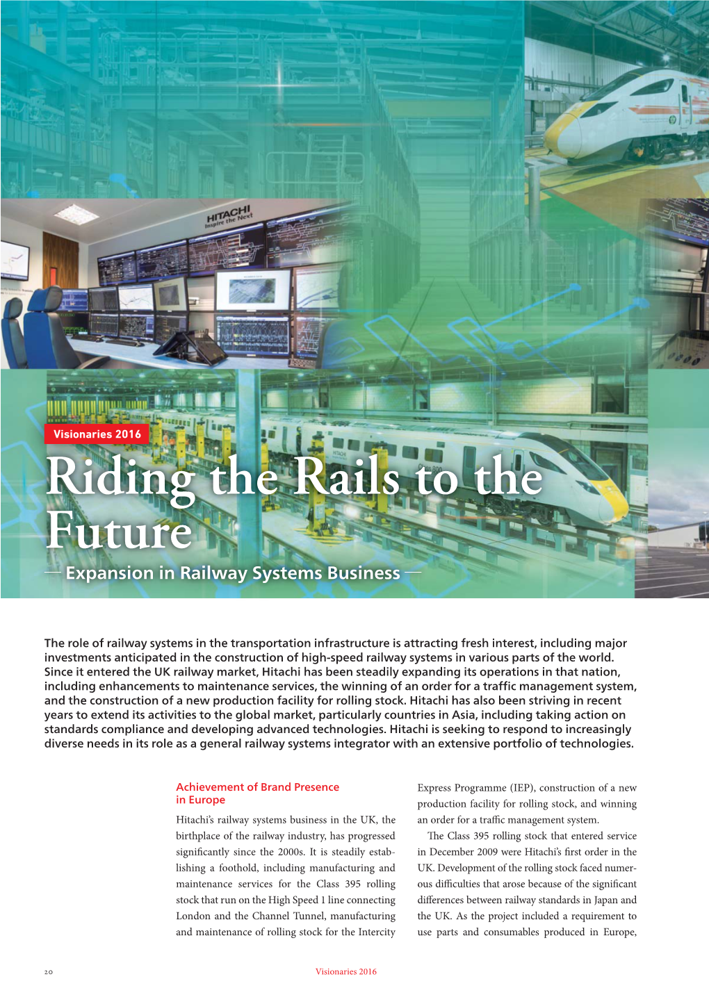 Riding the Rails to the Future ─ Expansion in Railway Systems Business ─