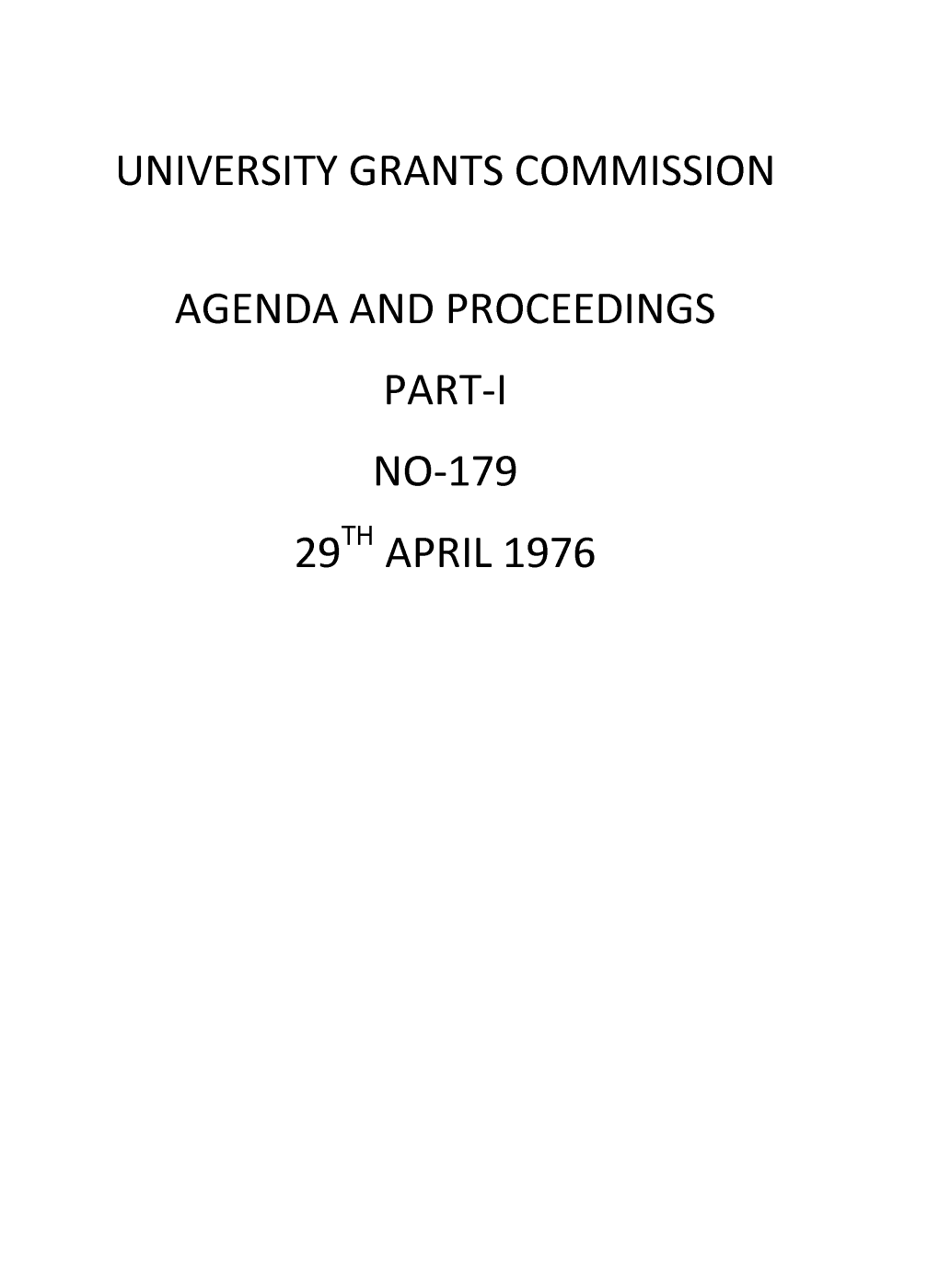 University Grants Commission Agenda and Proceedings