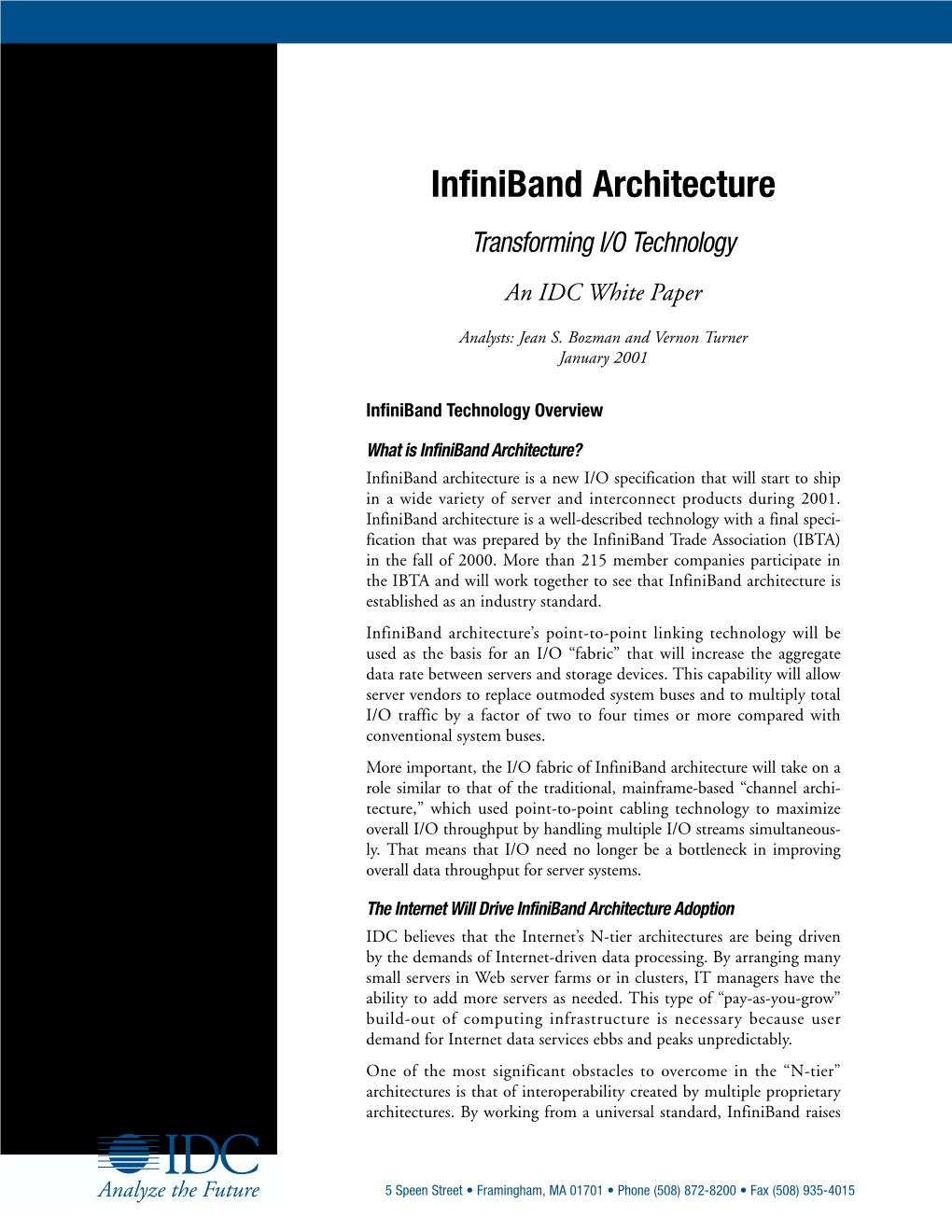 Infiniband Architecture Transforming I/O Technology