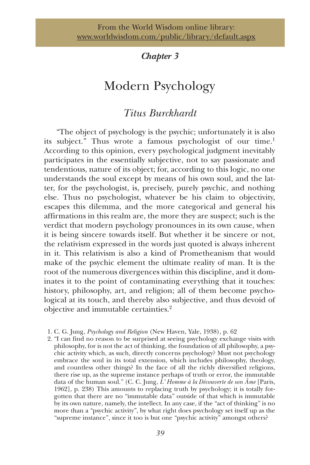 "Modern Psychology" by Titus Burckhardt