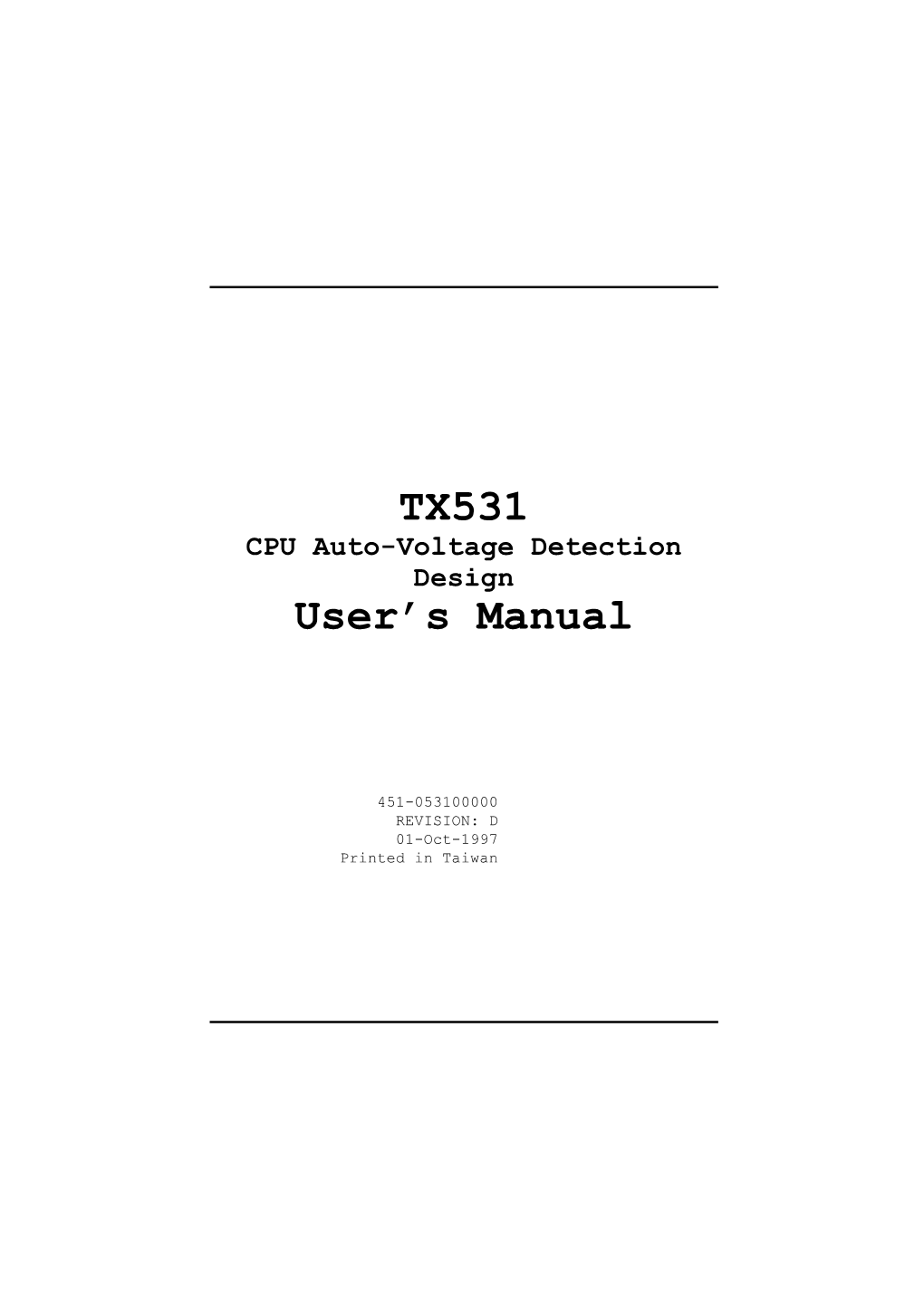TX531 User's Manual