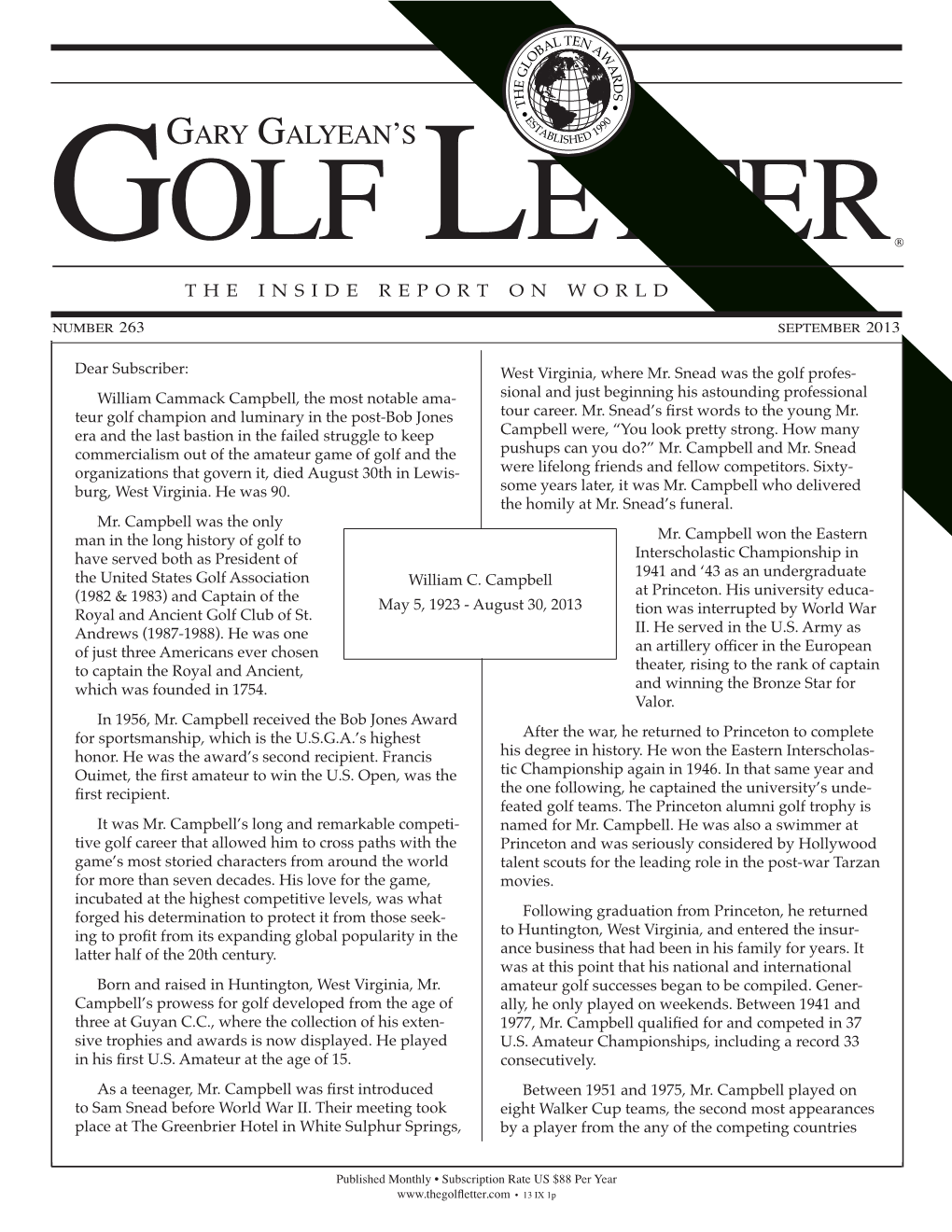 Gary Galyean's Golf Letter