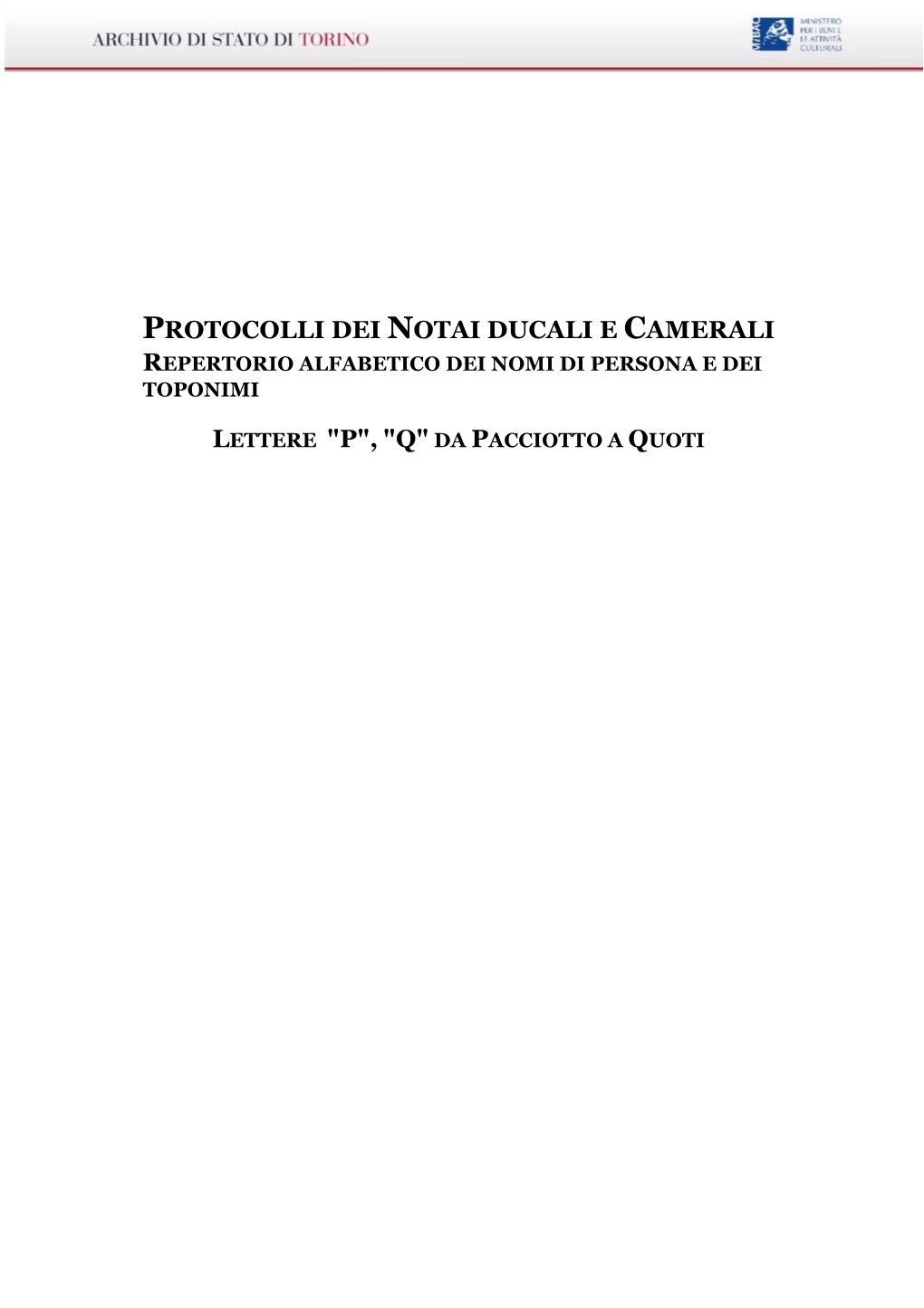 Protocolli Dei Notai Ducali E Camerali Lettere 