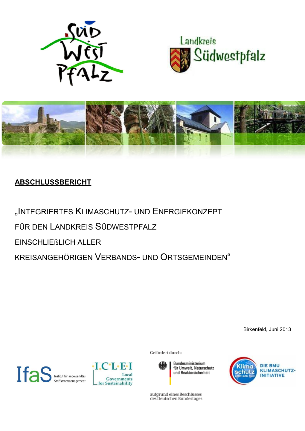 Abschlussbericht „Integriertes Klimaschutz- Und Energiekonzept Für Den Landkreis Südwestpfalz Einschließlich Aller Kreisang