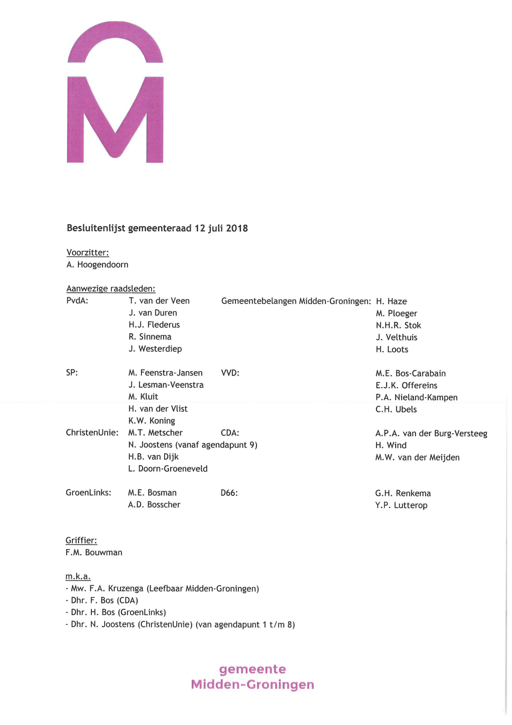 Bestuurlijke Informatie Gemeente Midden-Groningen