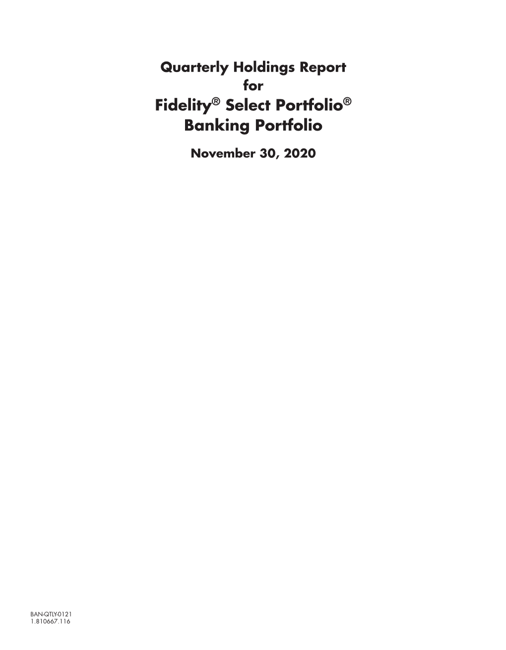 Fidelity® Select Portfolio® Banking Portfolio