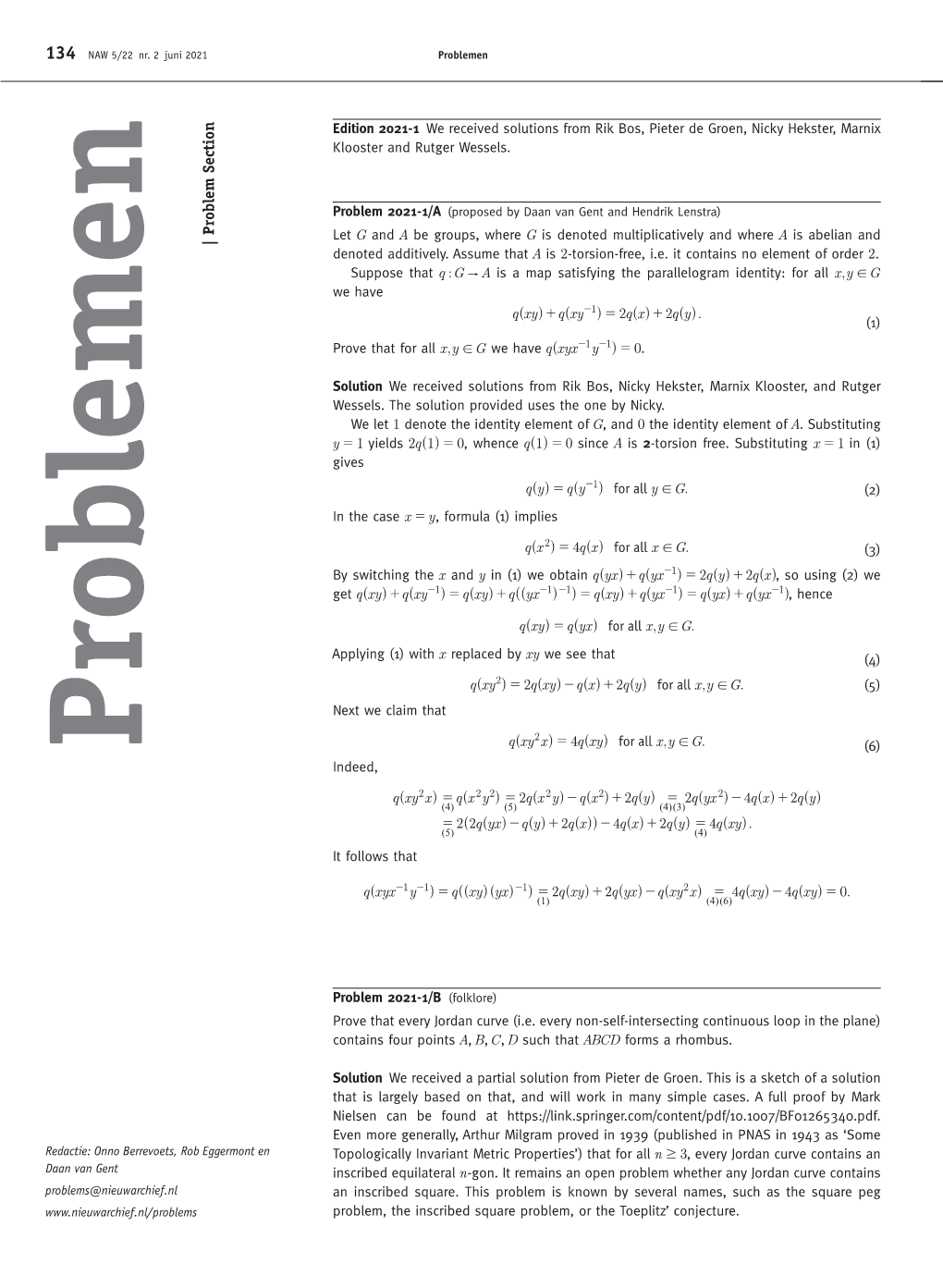 | Problem Section | Problem Denoted Additively