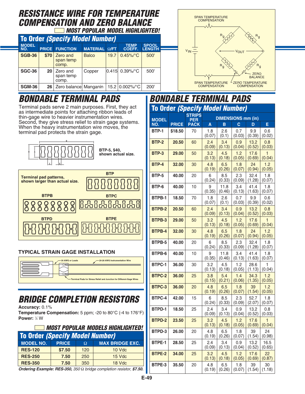 Resistance Wire for Temperature Compensation and Zero Balance