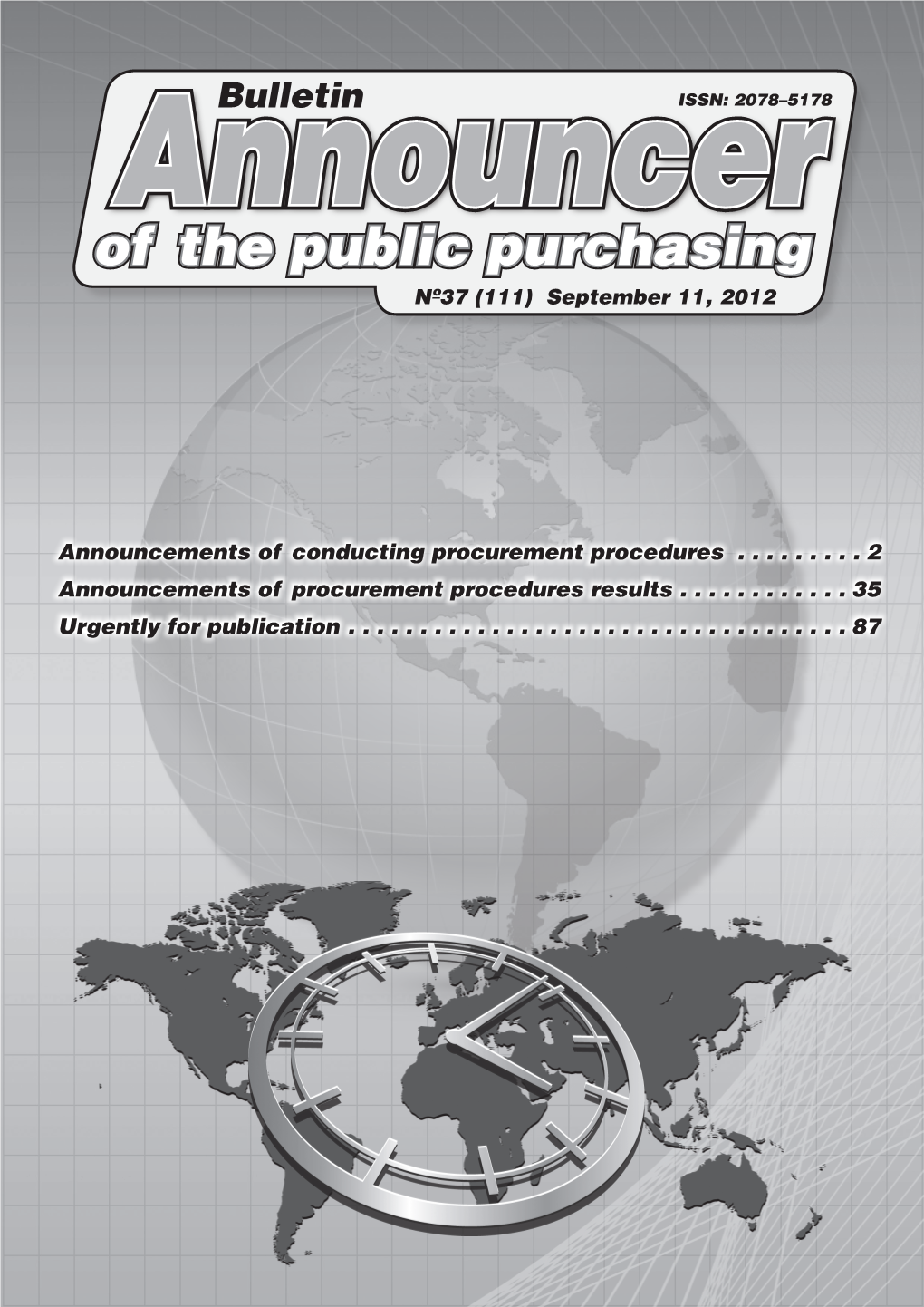 Of the Public Purchasing Announcernº37 (111) September 11, 2012