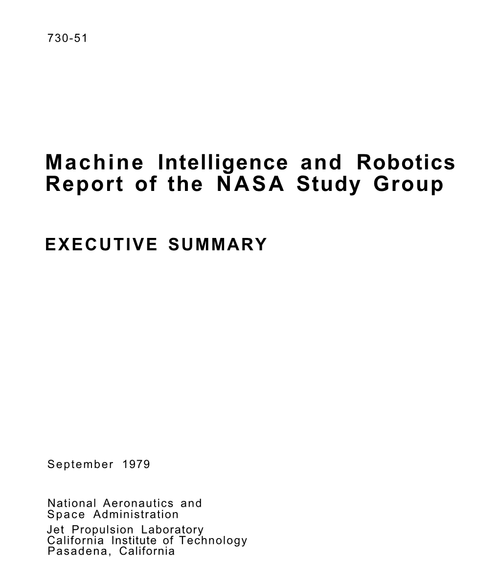 Machine Intelligence and Robotics Report of the NASA Study Group