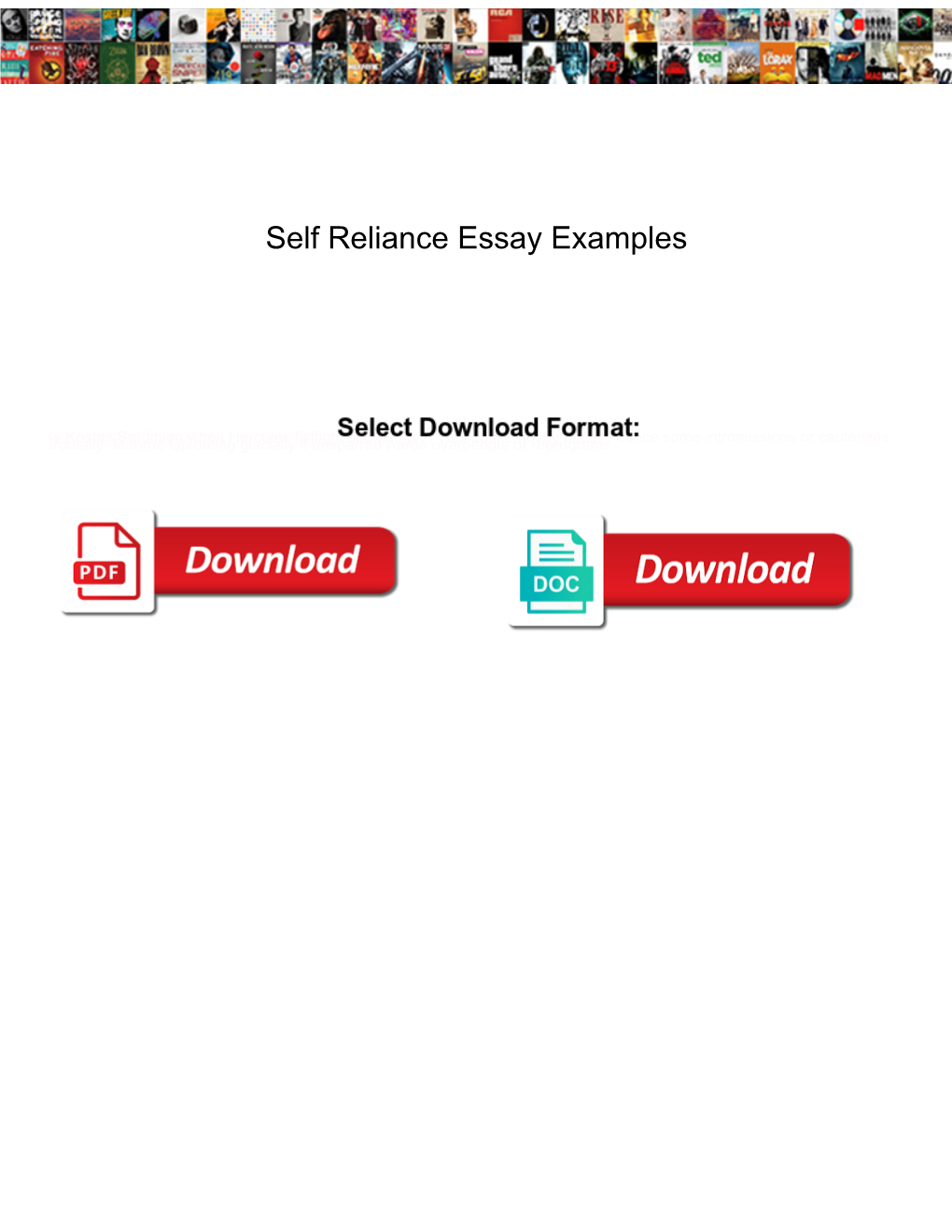 Self Reliance Essay Examples