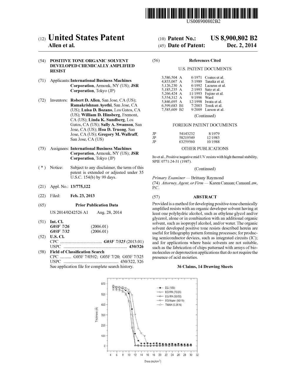 (12) United States Patent (10) Patent No.: US 8,900,802 B2 Allen Et Al