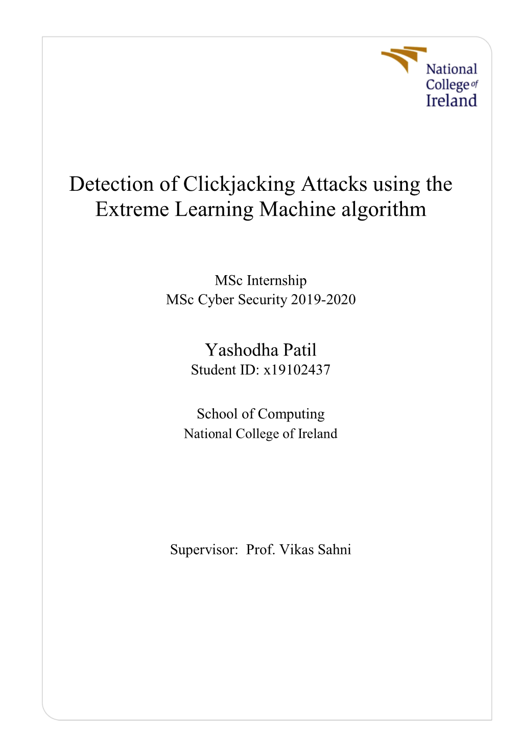 Detection of Clickjacking Attacks Using the Extreme Learning Machine Algorithm