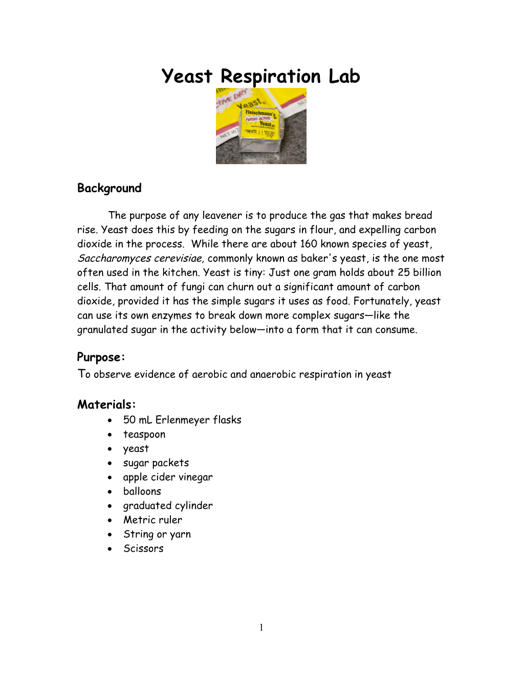 Yeast Respiration Lab