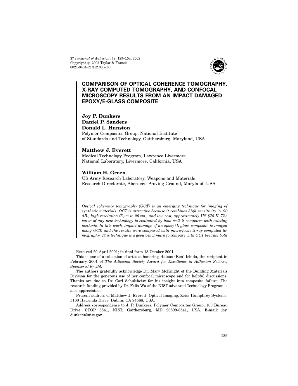 Comparison of Optical Coherence Tomography, X-Ray Computed Tomography, and Confocal Microscopy Results from an Impact Damaged Epoxy/E-Glass Composite