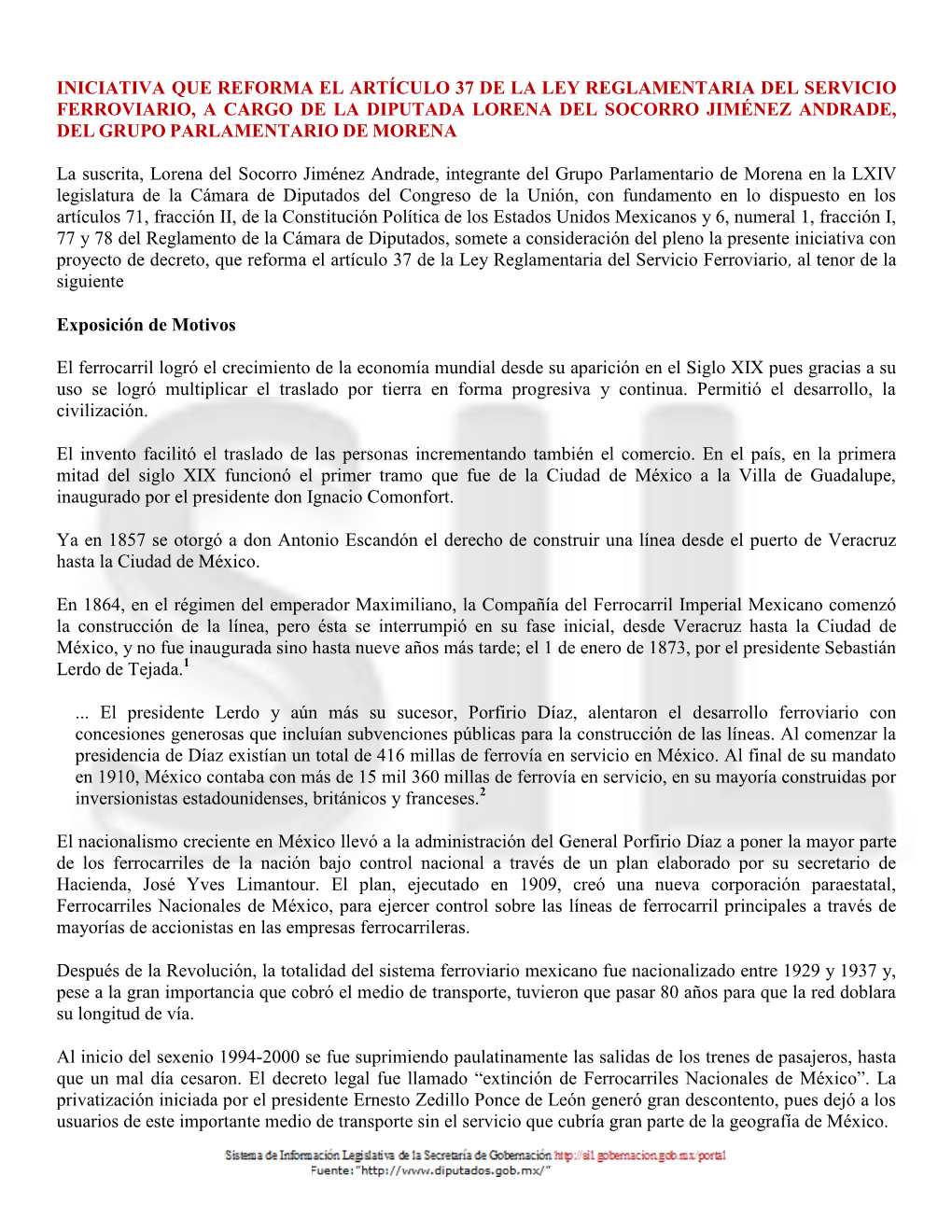 Iniciativa Que Reforma El Artículo 37 De La Ley