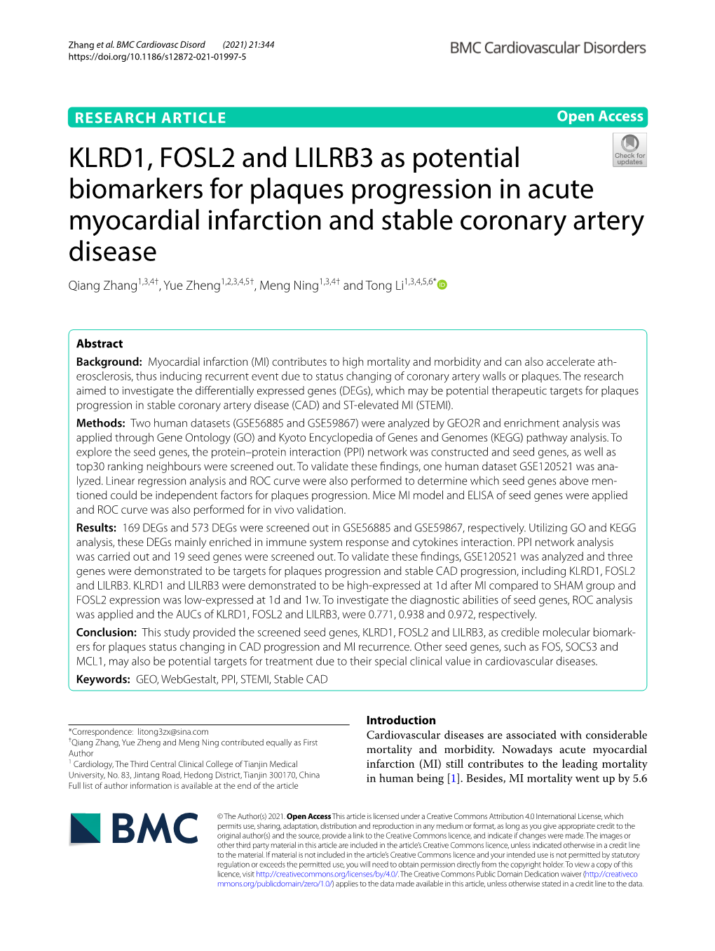 KLRD1, FOSL2 and LILRB3 As Potential Biomarkers for Plaques