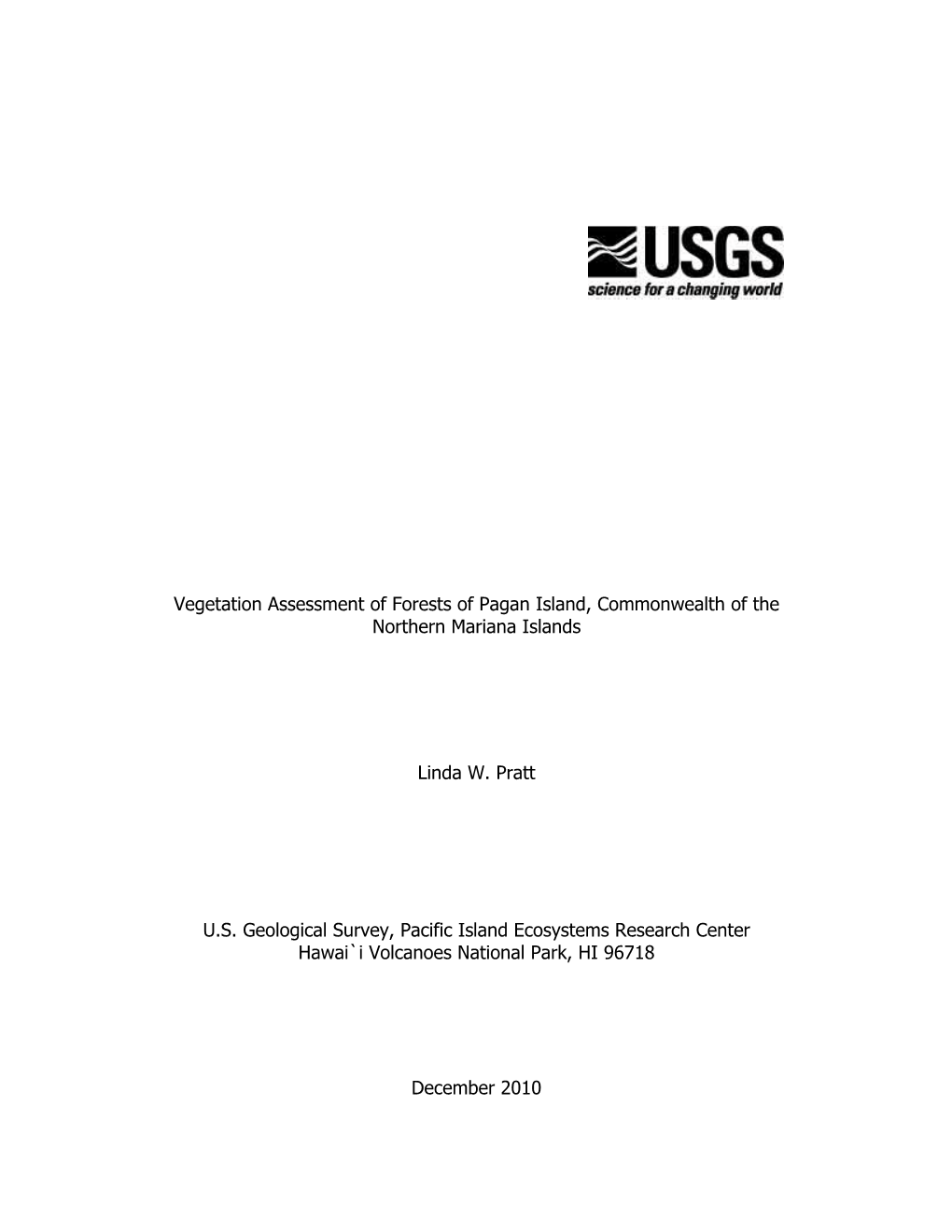 Vegetation Assessment of Forests of Pagan Island, Commonwealth of the Northern Mariana Islands