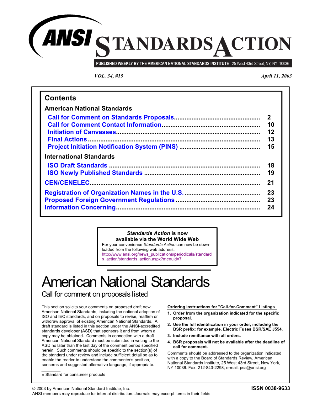 Standards Action Layout SAV3415