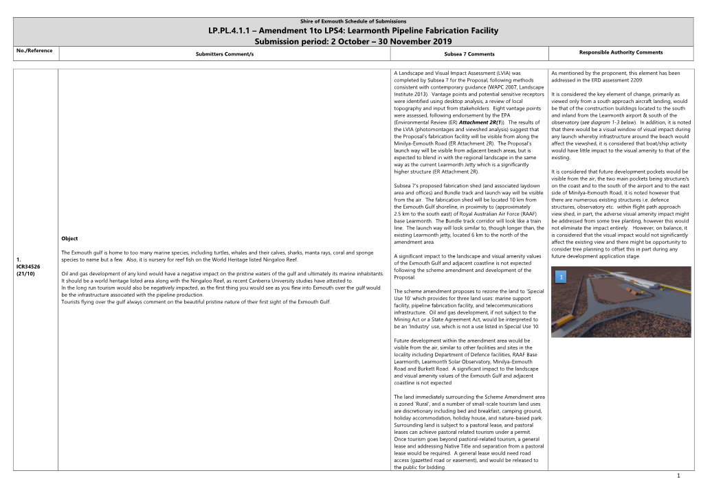 LP.PL.4.1.1 – Amendment 1To LPS4: Learmonth Pipeline Fabrication Facility Submission Period: 2 October – 30 November 2019