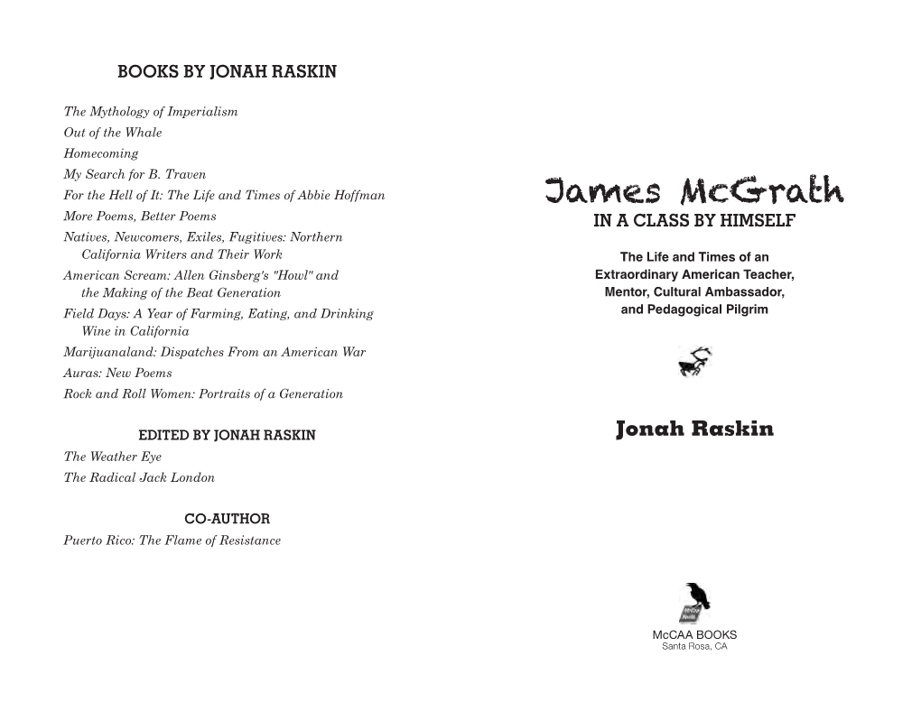 James Mcgrath 1 C Hapter One First Published in 2012 by Mccaa Books, Stutter Steps: a Boy Becomes an Artist an Imprint of Mccaa Publications