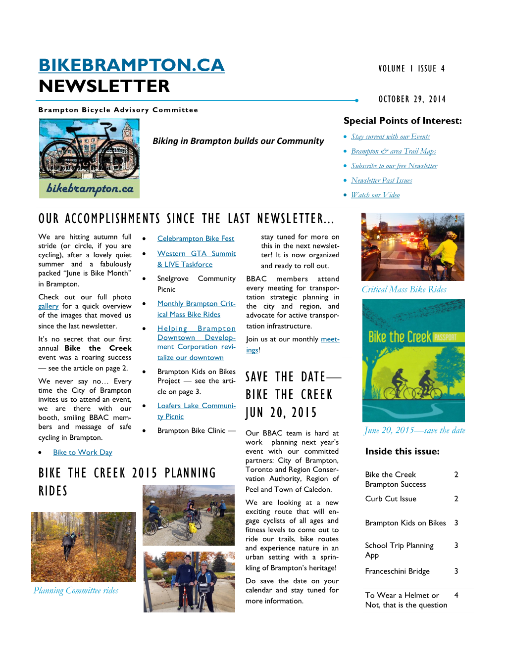 2014 10 Bike Brampton Newsletter
