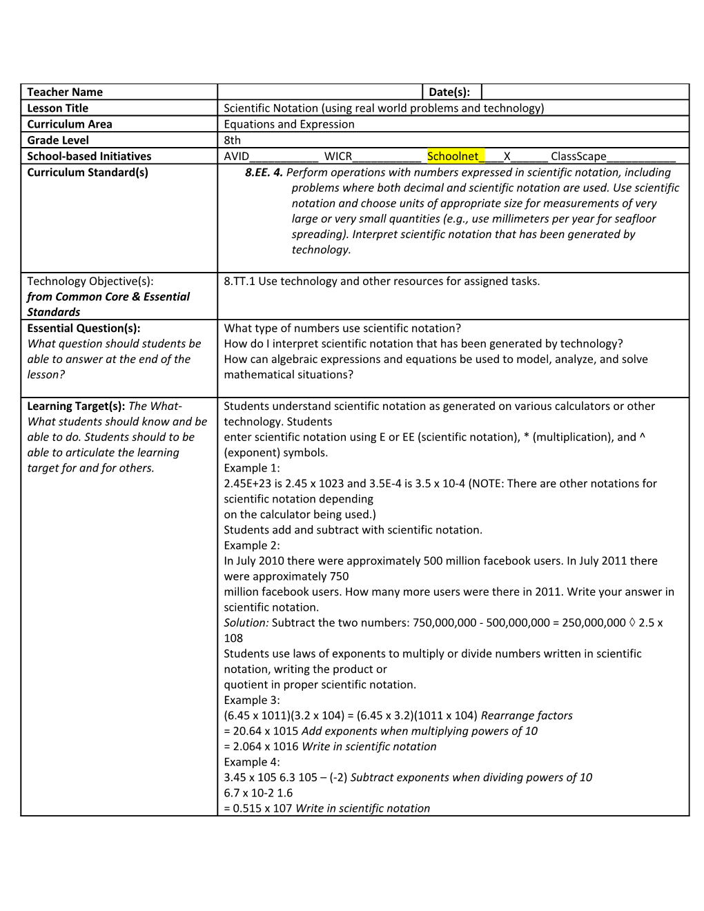 Adapted from North Carolina Teacher Academy s1