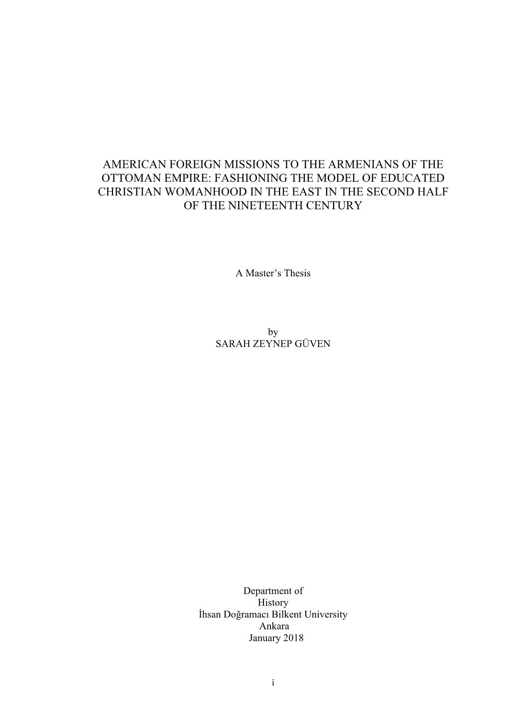 American Foreign Missions to the Armenians of The