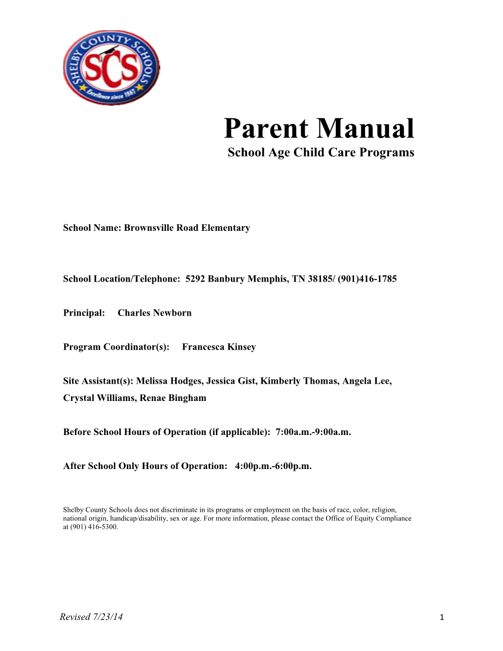 School Age Child Care Programs