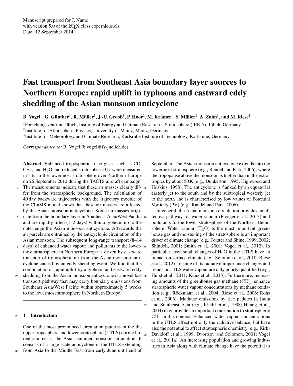 Fast Transport from Southeast Asia Boundary Layer Sources to Northern Europe: Rapid Uplift in Typhoons and Eastward Eddy Shedding of the Asian Monsoon Anticyclone