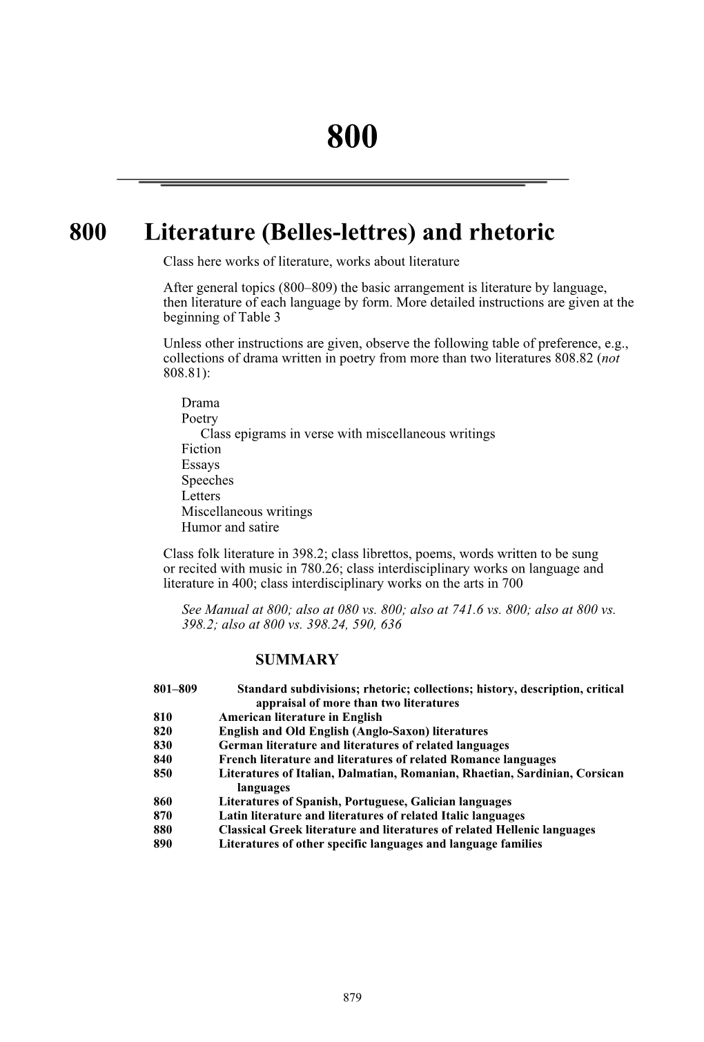 800 Literature