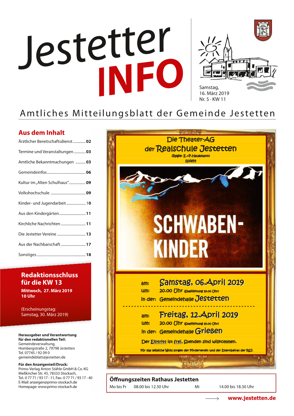 Amtliches Mitteilungsblatt Der Gemeinde Jestetten