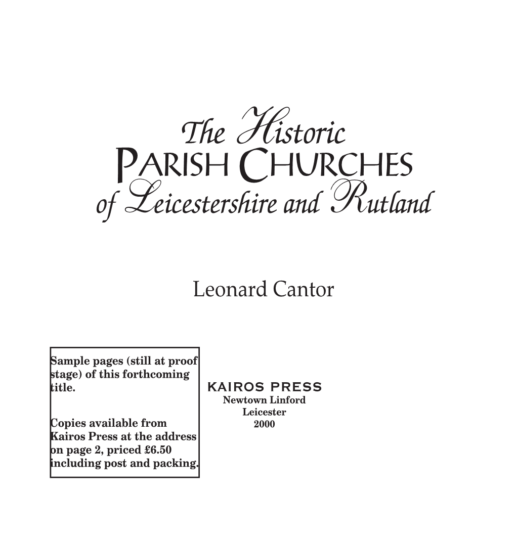 The Parish Churches of Leicestershire and Rutland