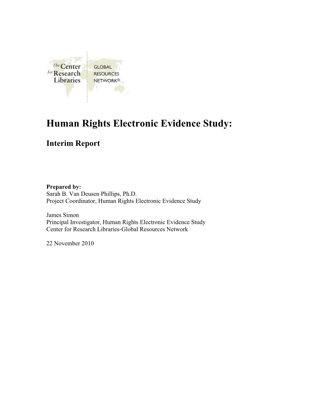 Human Rights Electronic Evidence Study: Interim Report