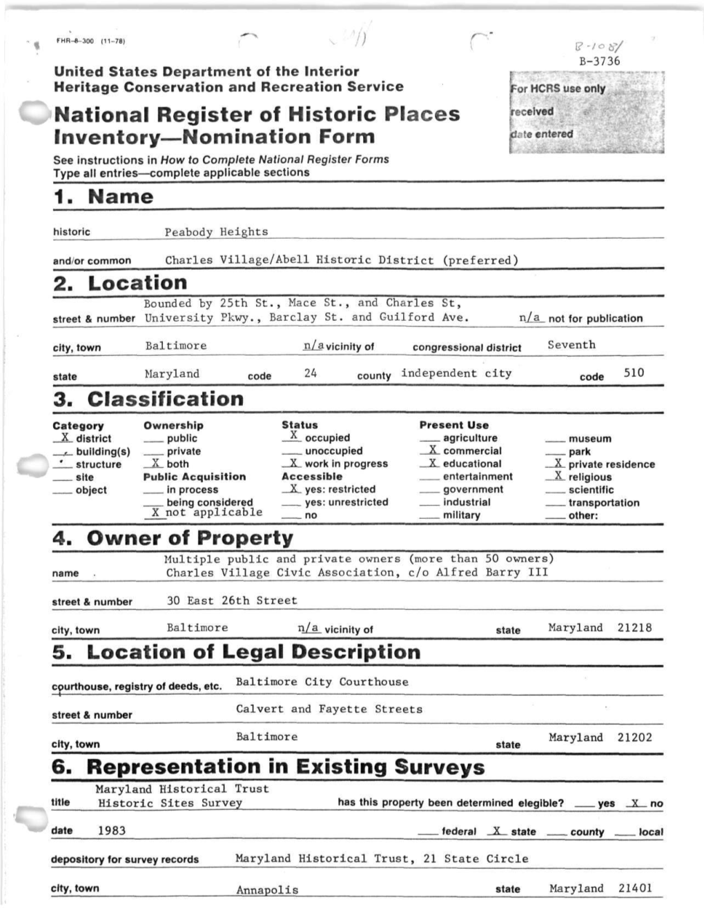 National Register of Historic Places Inventory—Nomination Form