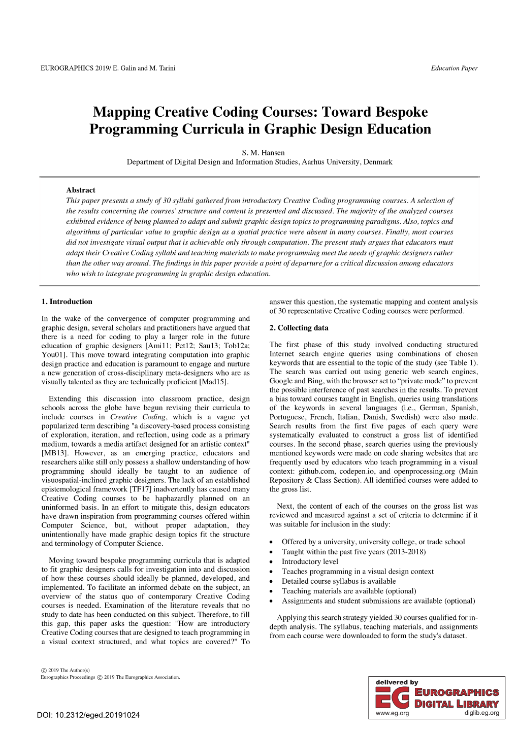 Mapping Creative Coding Courses: Toward Bespoke Programming Curricula in Graphic Design Education