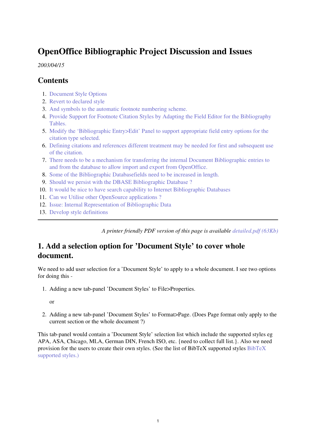 Openoffice Bibliographic Project Discussion and Issues 2003/04/15