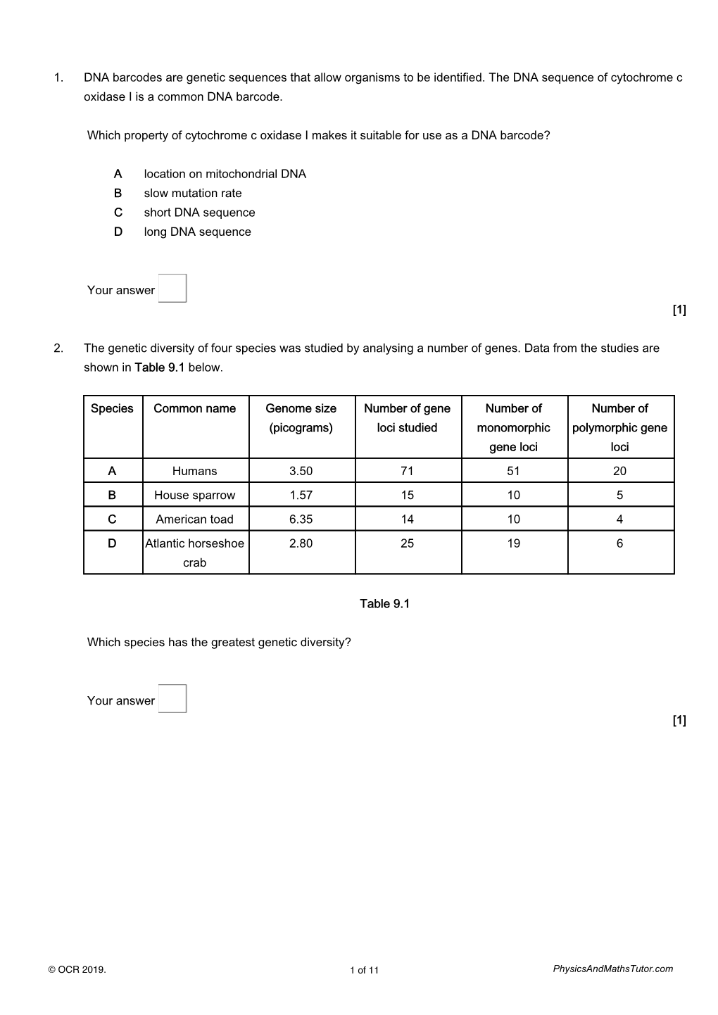 (MCQ) OCR Exambuilder