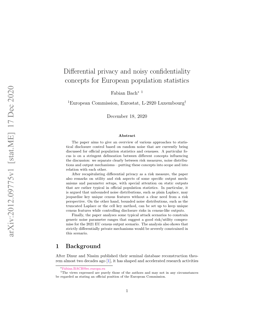 Differential Privacy and Noisy Confidentiality Concepts For